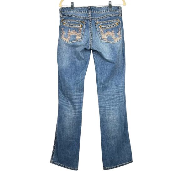 ROCK 47 by Wrangler Women’s Ultra Low Rise Jeans 30x32 Western Cowgirl Grunge - Picture 5 of 9